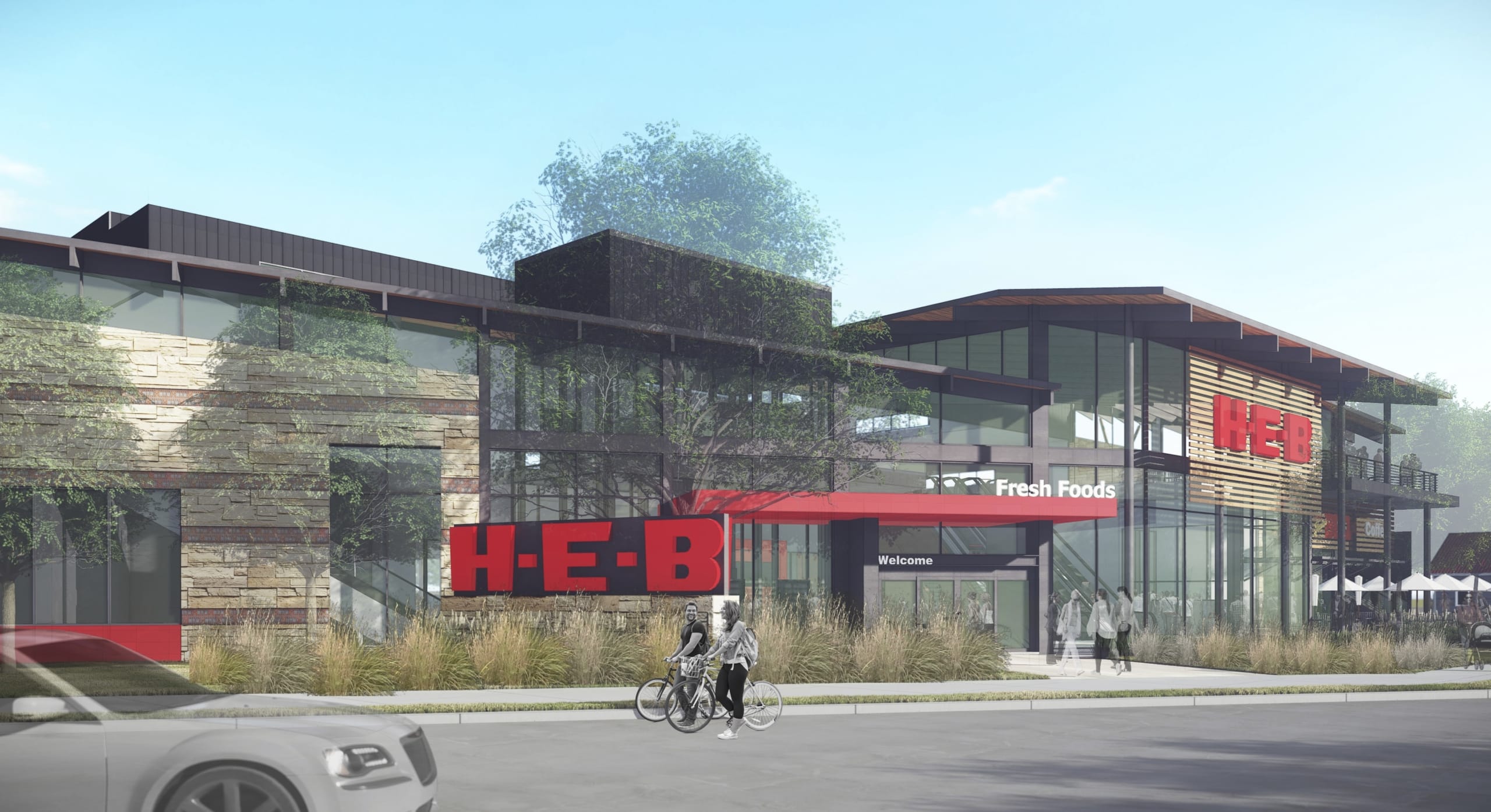 Rendering of H-E-B grocery store location on Lake Austin