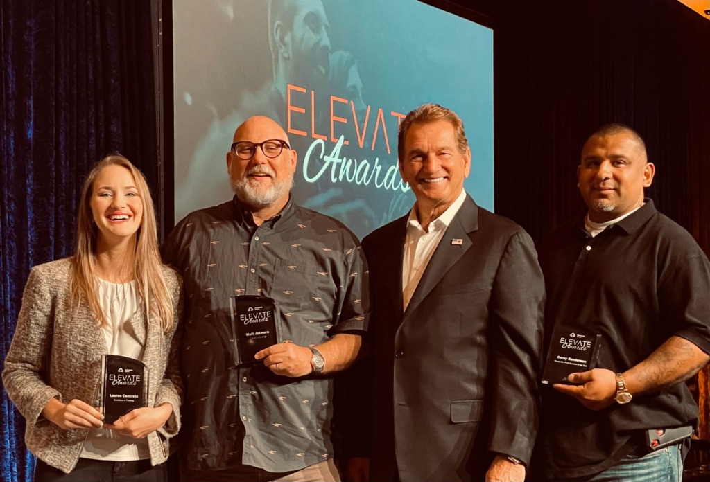 Lauren Concrete employees pictured receiving ELEVATE Awards 